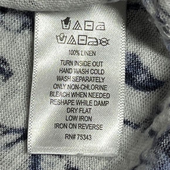 Rachel Zoe Womens Top Plus Size 2X Blue White Floral Linen 3/4 Sleeve Scoop Neck - Picture 5 of 8